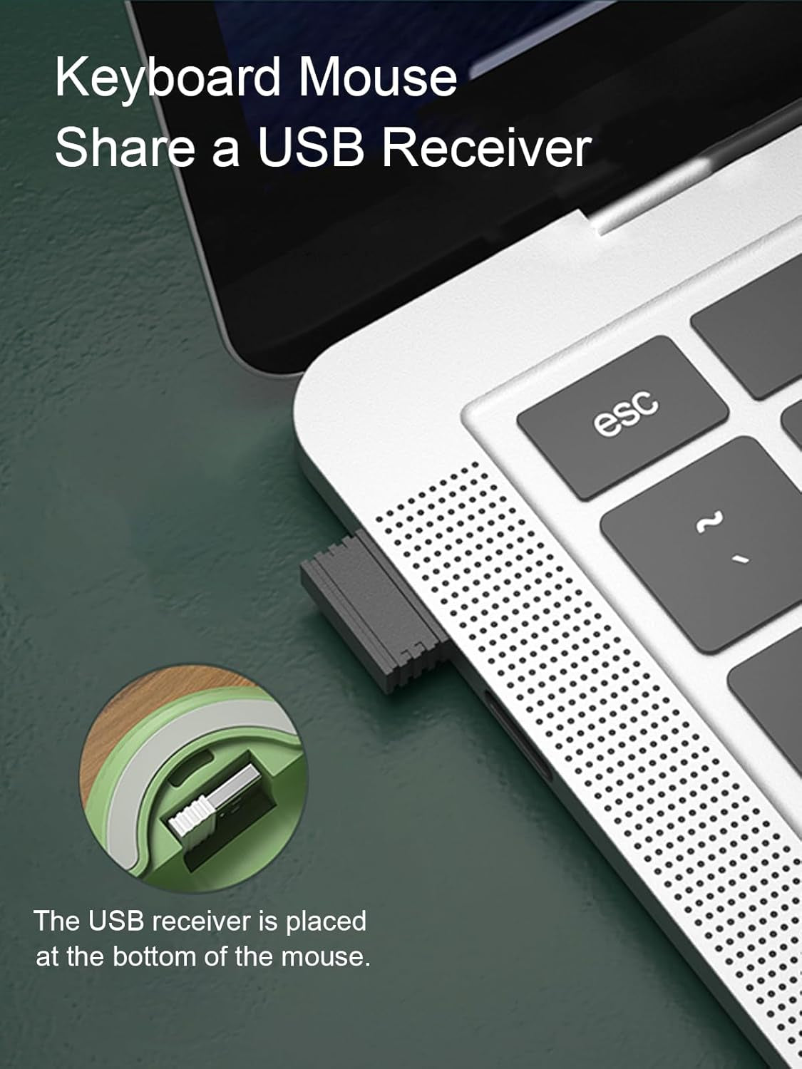 Wireless Keyboard and Mouse Combo, Sweet Mixed Color Cute Keyboard, 2.4G USB Ergonomic Keyboard and Mouse Combo for Computer, Laptop, PC Desktops, Mac (Green New)