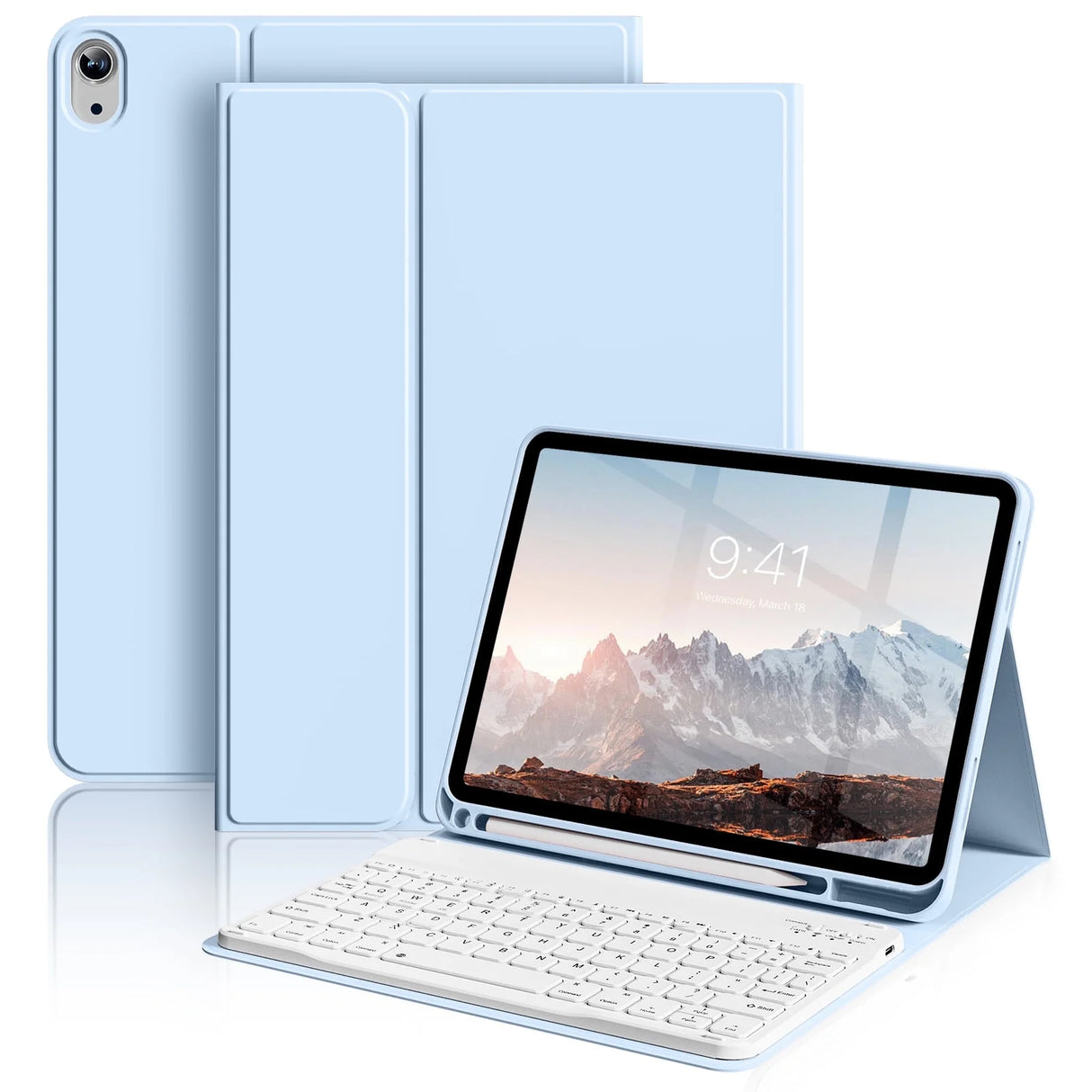 Ipad (A16) 11Th Generation 11 Inch 2025 Keyboard Case,Case for Ipad 10Th Generation 10.9 Inch 2022 Bluetooth Detachable -With Pencil Holder - Flip Stand Case - Keyboard Case, Light Blue