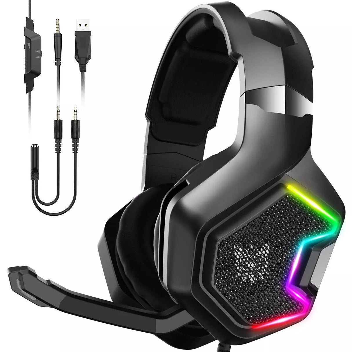 ONIKUMA K10 PRO Gaming Headset Stereo Gaming Headphones For PS4 PS5 One With Mic Led Light