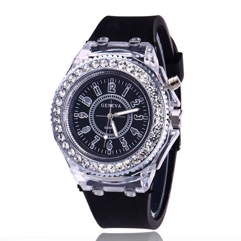 UTHAI L34 New Women'S Watch Glow Rhinestone LED Harajuku Korean Fashion Trend Male and Female Student Couple Quartz Wristwatches