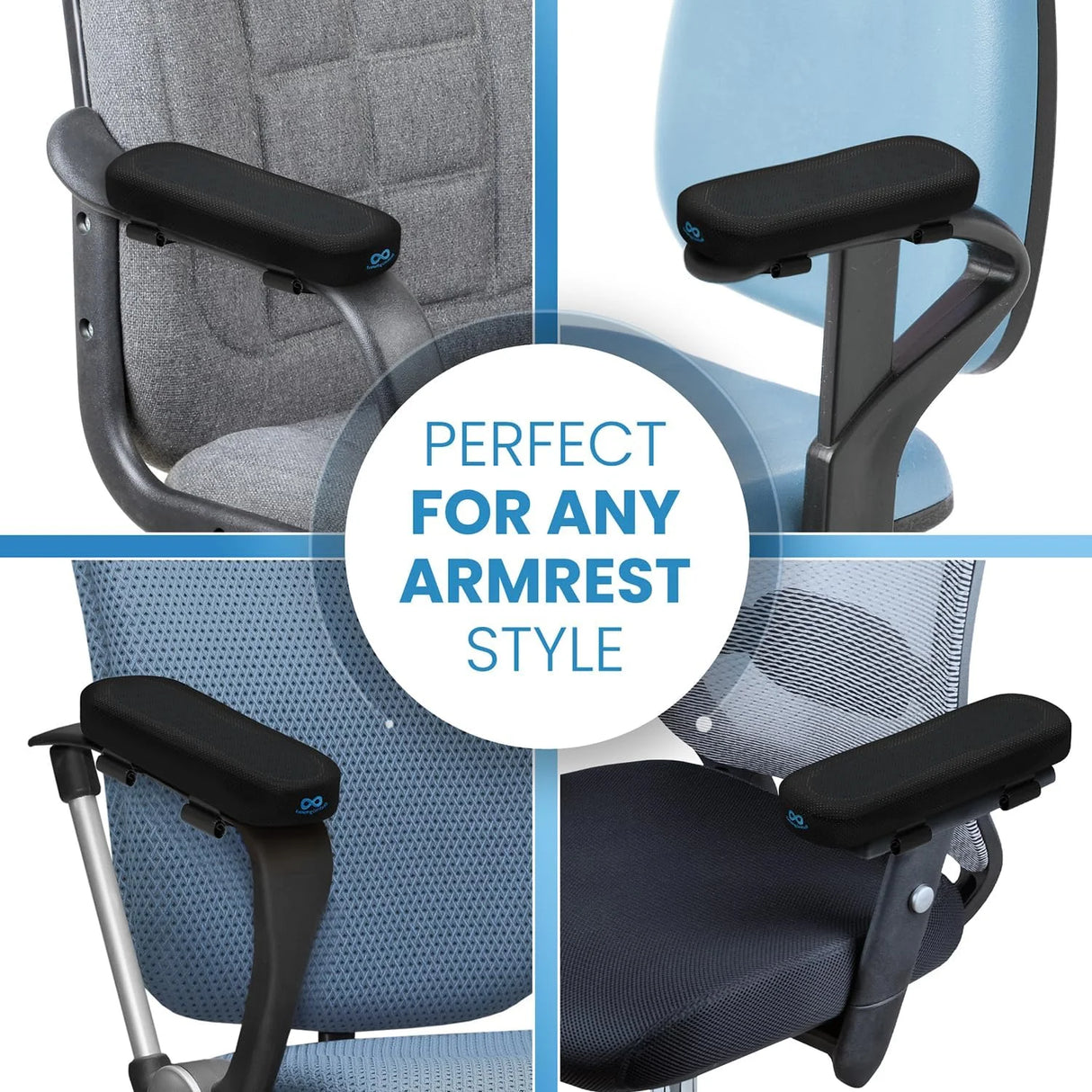 Armrest Chair Arm Covers Ergonomic Memory Foam Arm Rest Pads, Black, 2 Pack