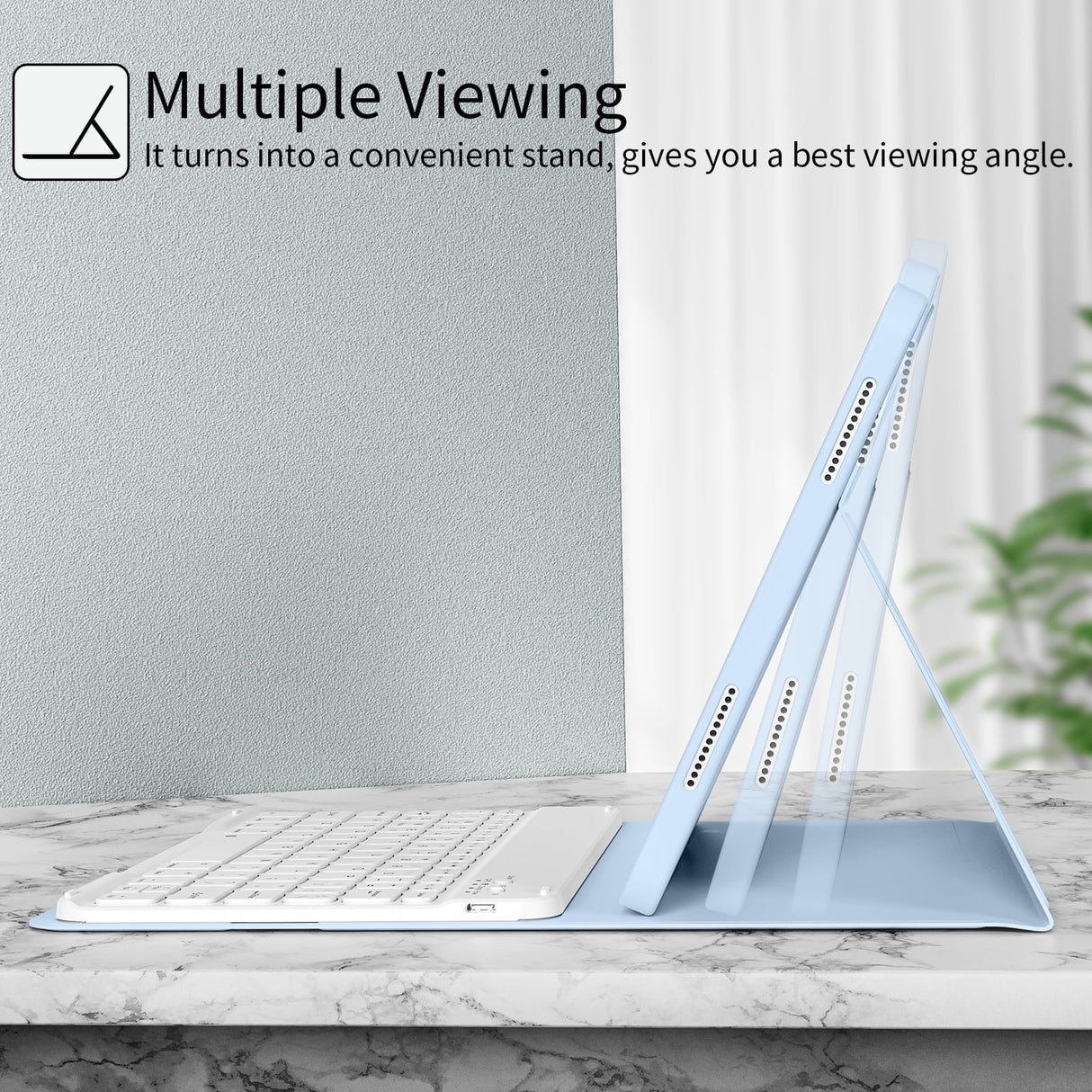 Ipad (A16) 11Th Generation 11 Inch 2025 Keyboard Case,Case for Ipad 10Th Generation 10.9 Inch 2022 Bluetooth Detachable -With Pencil Holder - Flip Stand Case - Keyboard Case, Light Blue