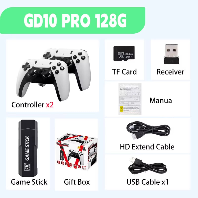 New GD10 PRO Video Game Console 4K HD 2.4G Video Game Player Handheld Video Game Wireless Controller TV Game Stick 20000+Games