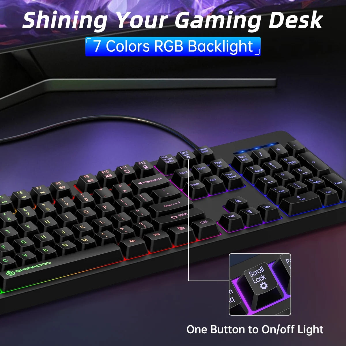 Wired Gaming Keyboard and Mouse Combo, RGB Backlit, Ergonomic Computer Keyboard W/Mouse & Mouse Pad, 104 Keys Quiet Silent Mechanical Keyboard for Working or Primer Gaming, Office, Black