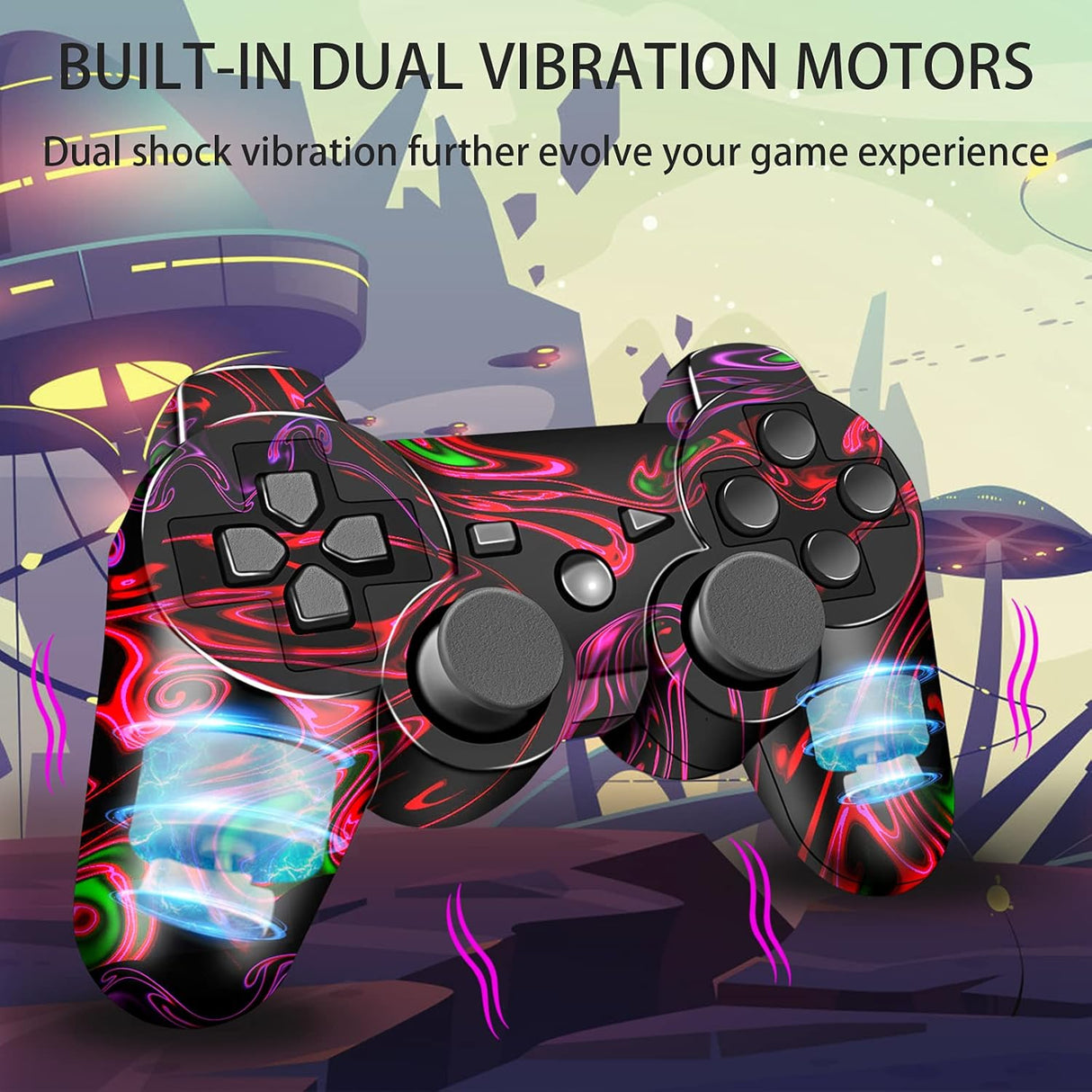 Controller Wireless 2 Pack, Wireless Controller Compatible for Play3 Gamepad Remote Controller with Joy Sticks