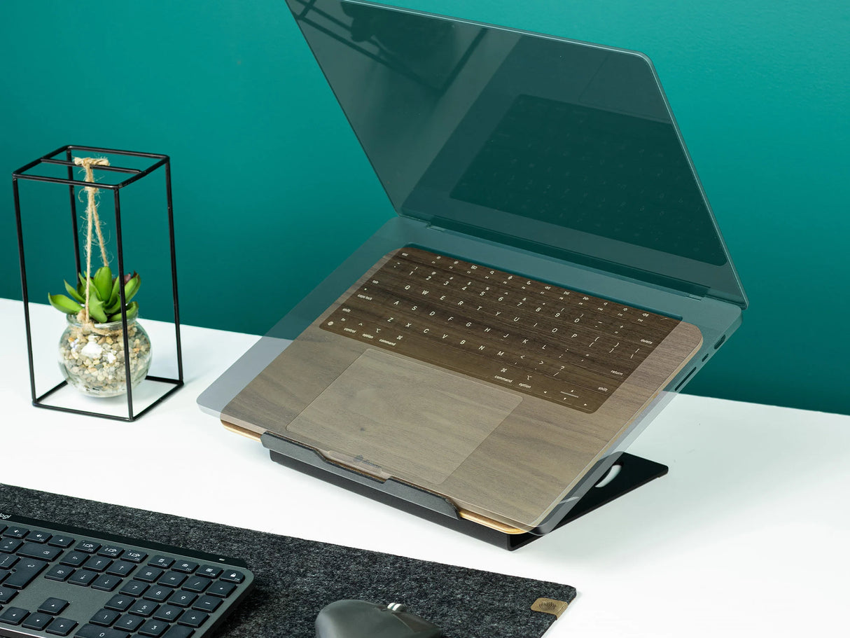 Laptop Stand Wood and Steel Macbook Pro Stand Wooden Laptop Riser Desk Shelf for Macbook