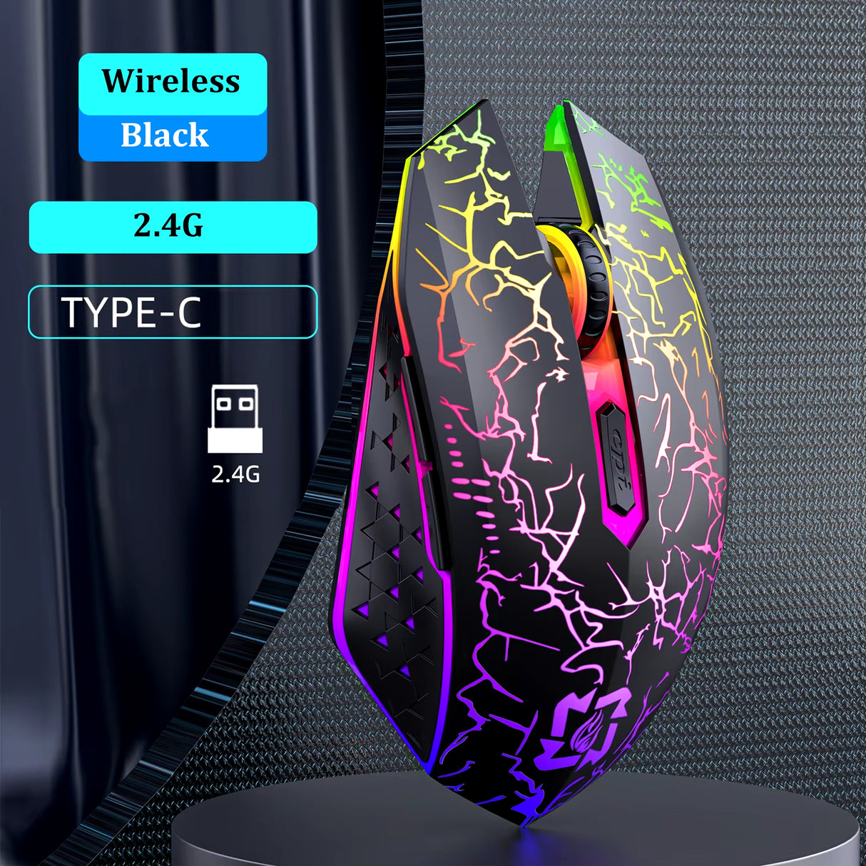 RGB Bluetooth 5.2 Mouse 2.4G Wireless Mouse 6 Buttons Dual-Mode Gaming Mouse Rechargeable Silent Mouse for Macbook Tablet Laptop