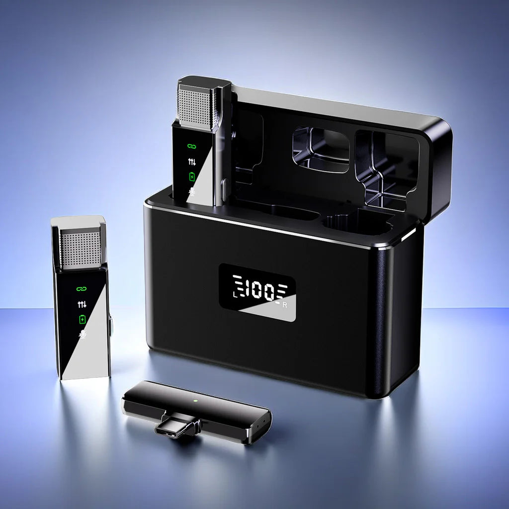 Compact Dual Mic Wireless Lavalier Clip Mic for Outdoor Vlogging and Streaming Mini Mic