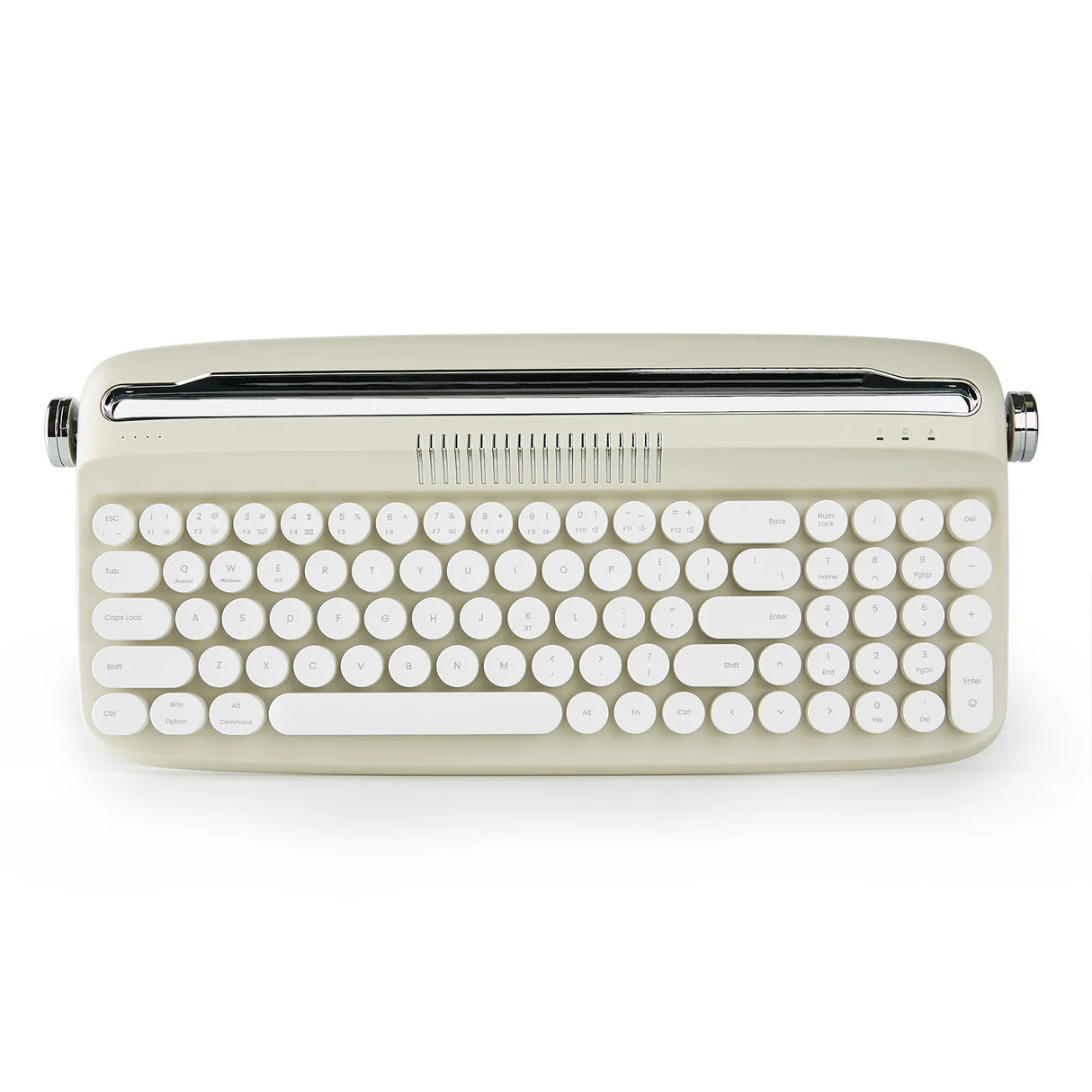 B309 Sand Beige Upgraded Retro Wireless Usb-C/Bluetooth Typewriter Keyboard with Cute round Keycaps&Integrated Stands