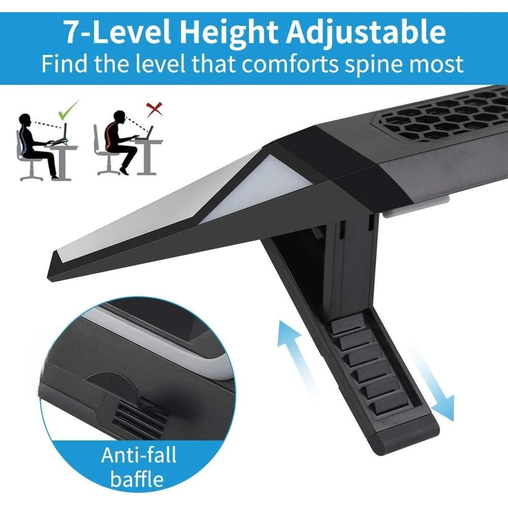 Gaming Laptop Cooling Pad, 4500RPM Laptop Cooling Pad with Turbofan, USB Port, Color Lights