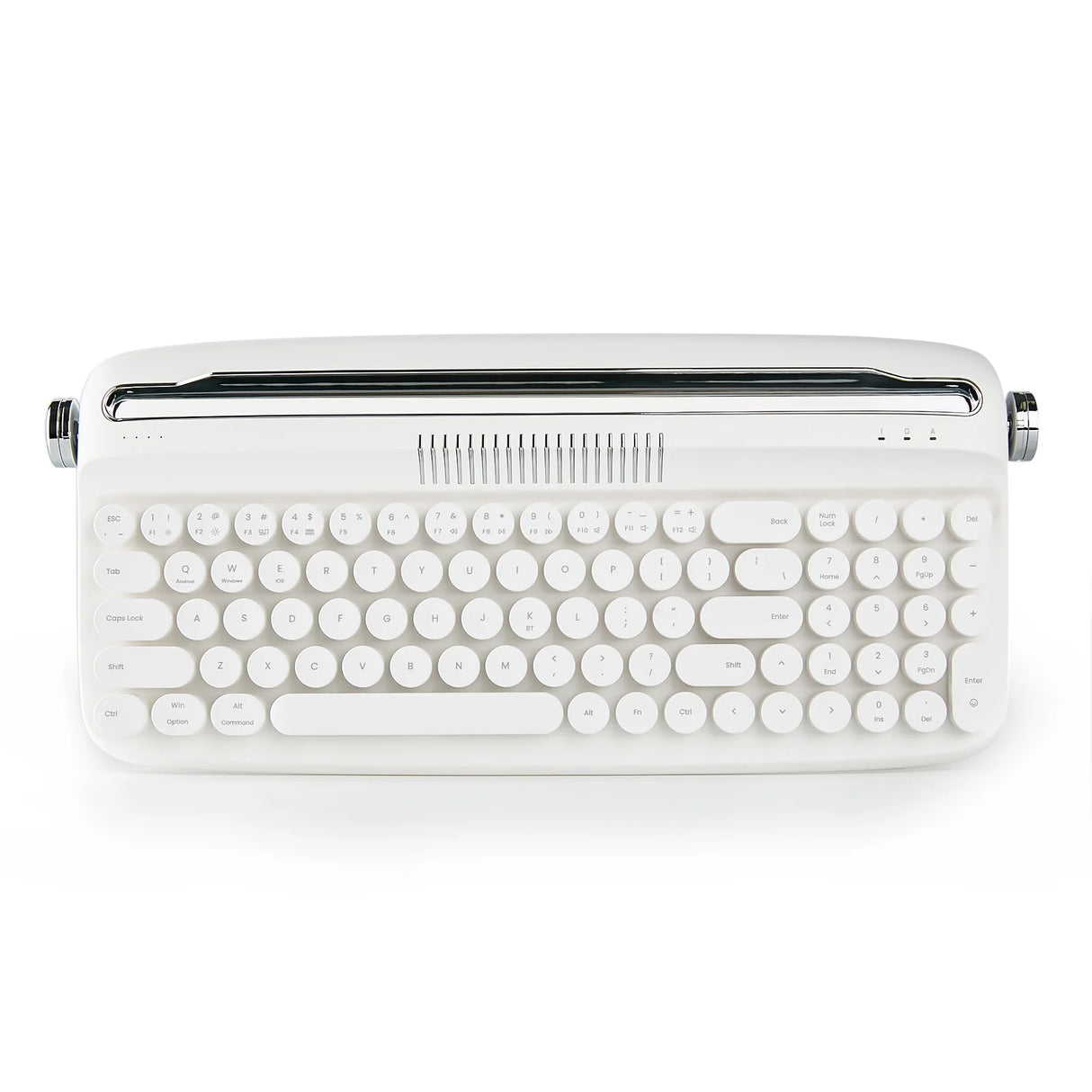 B309 Sand Beige Upgraded Retro Wireless Usb-C/Bluetooth Typewriter Keyboard with Cute round Keycaps&Integrated Stands