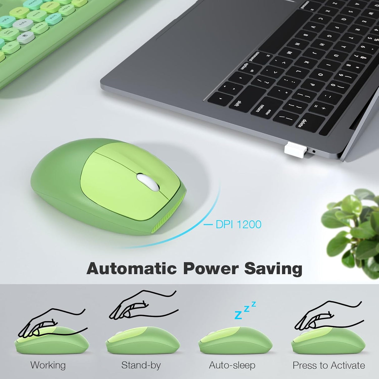 Wireless Keyboard and Mouse Combo Silent, Slim Compact 2.4G USB Full Size Wireless Mouse and Keyboard Combo, Cute 110 Keys for PC, Notebook, Macbook, Tablet, Laptop, Windows System