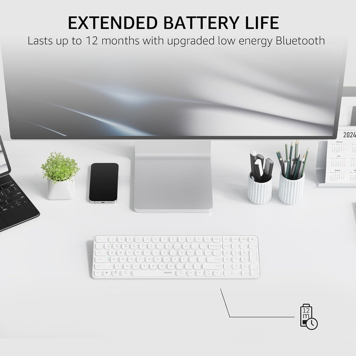 E9310M Wireless Keyboard, Multi-Device Bluetooth Keyboard with Number Pad, Low-Profile, Quiet Typing, 99-Key, Battery Powered, Support 4 Devices, Compatible W/ Windows, Linux, Chrome, Mac, Ipad