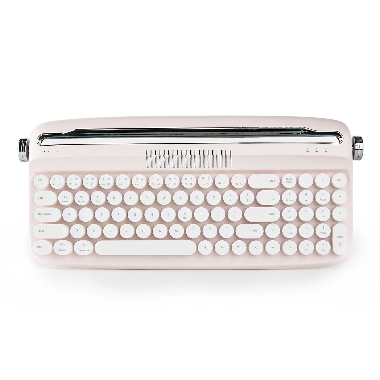 B309 Sand Beige Upgraded Retro Wireless Usb-C/Bluetooth Typewriter Keyboard with Cute round Keycaps&Integrated Stands