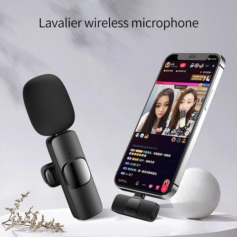 Wireless Microphone Lavalier Microphone Live Broadcast Game Mic Noise Cancelling Audio Video Recording Mini for Phone Android