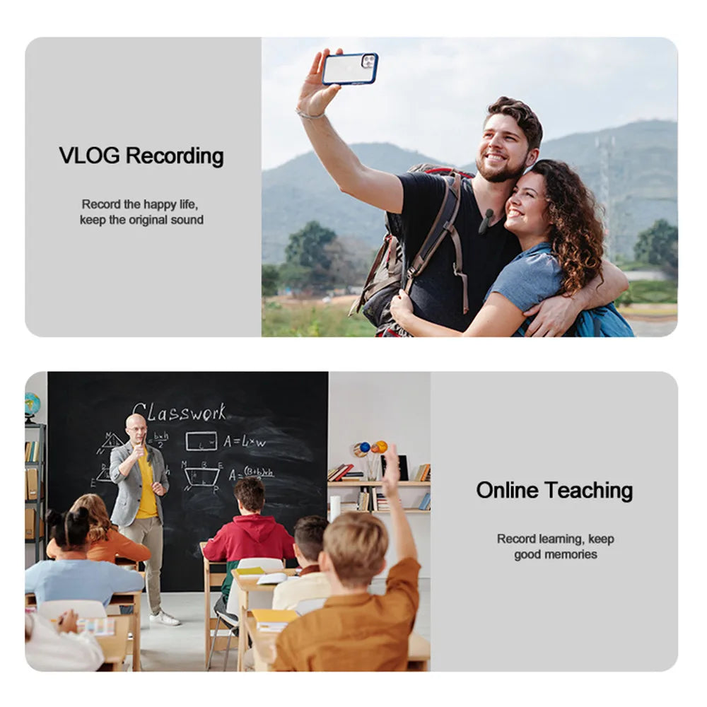 Wireless Microphone Lavalier Microphone Live Broadcast Game Mic Noise Cancelling Audio Video Recording Mini for Phone Android