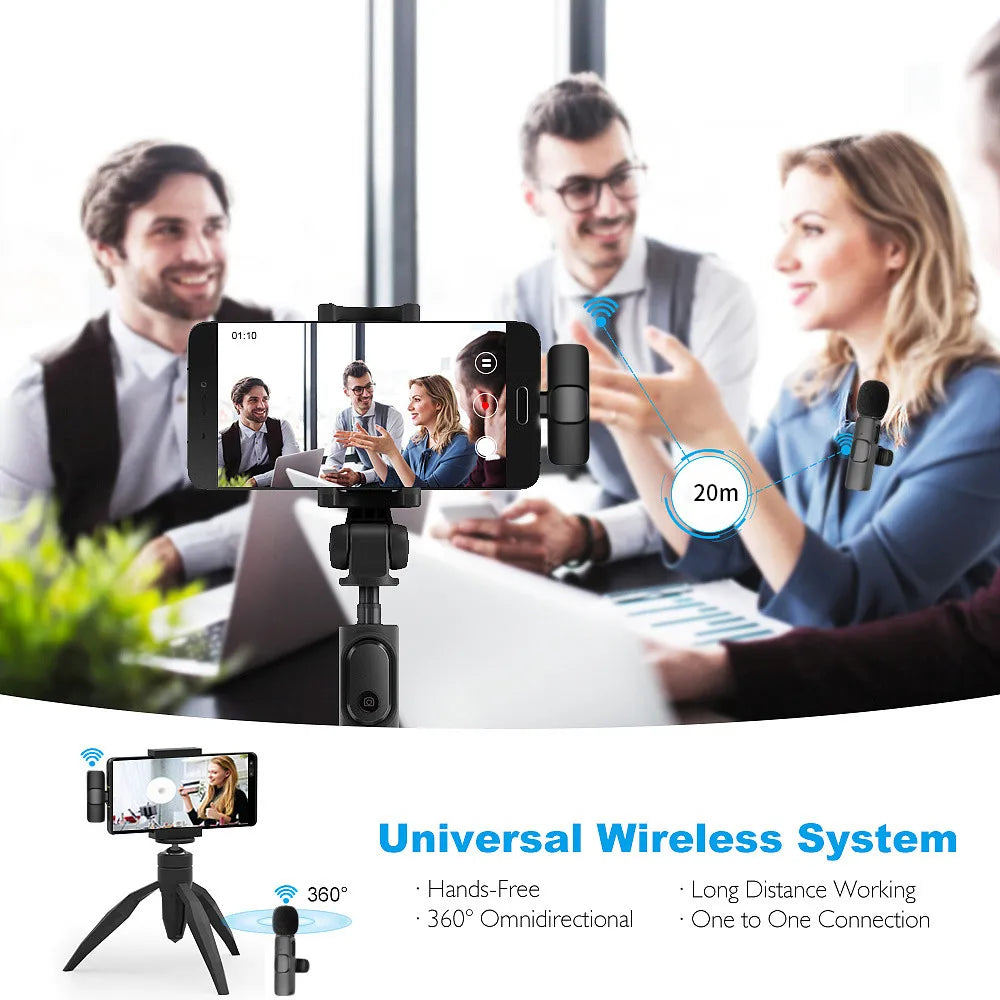Wireless Microphone Lavalier Microphone Live Broadcast Game Mic Noise Cancelling Audio Video Recording Mini for Phone Android