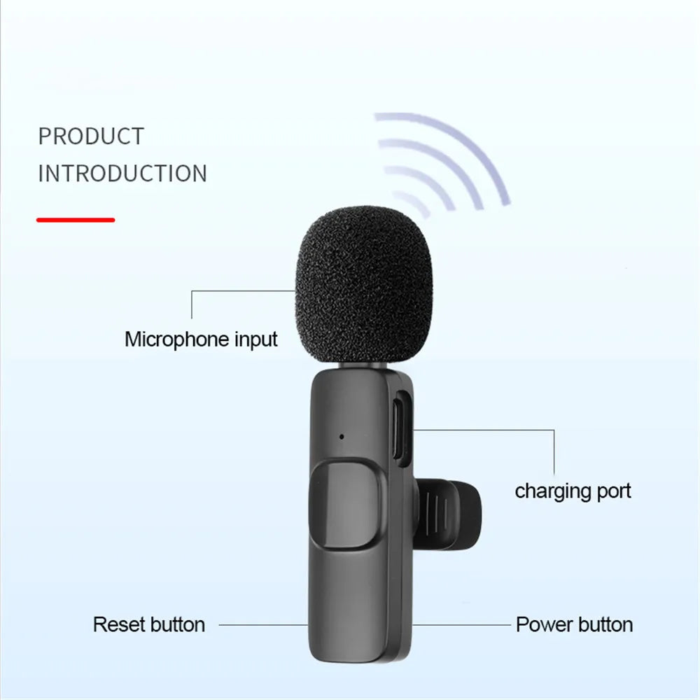 Wireless Microphone Lavalier Microphone Live Broadcast Game Mic Noise Cancelling Audio Video Recording Mini for Phone Android
