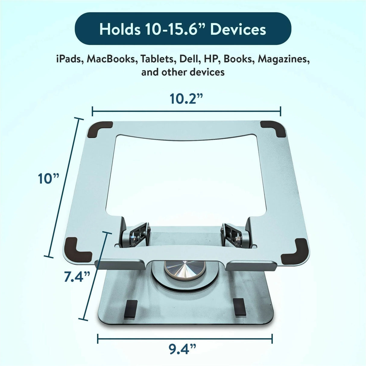 Swivel Laptop Stand for Desk – Adjustable Laptop Stand for Desk 360 Rotation – Raise, Tilt, Rotate, Cool Laptops with This Ergonomic Laptop Riser for Desk Ipad Stand Laptop Cooling Pad (Ocean Blue)