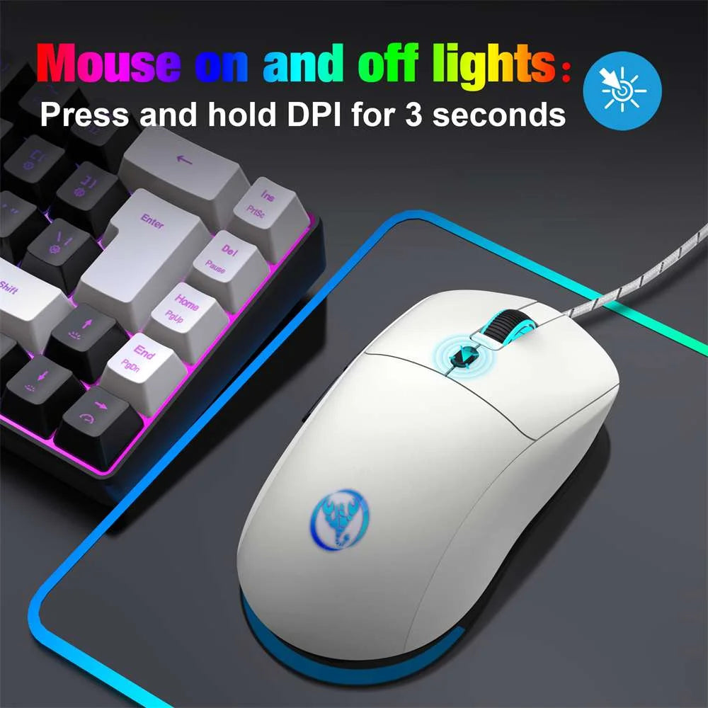 USB Wired Gaming Mouse,Usb Computer Mouse with 4 Adjustable DPI, RGB Backlit LED, Side Buttons, Ergonomic Design Mice for PC, Laptop, Windows, Mac, Vista, Linux, Gamer,White