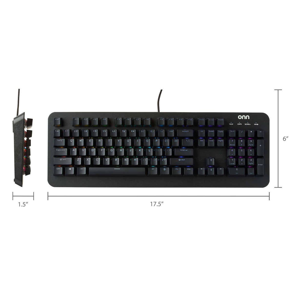 Gaming Mechanical Keyboard with Blue Switches, Adjustable 16.8M LED Lighting, 104 Keys, Black