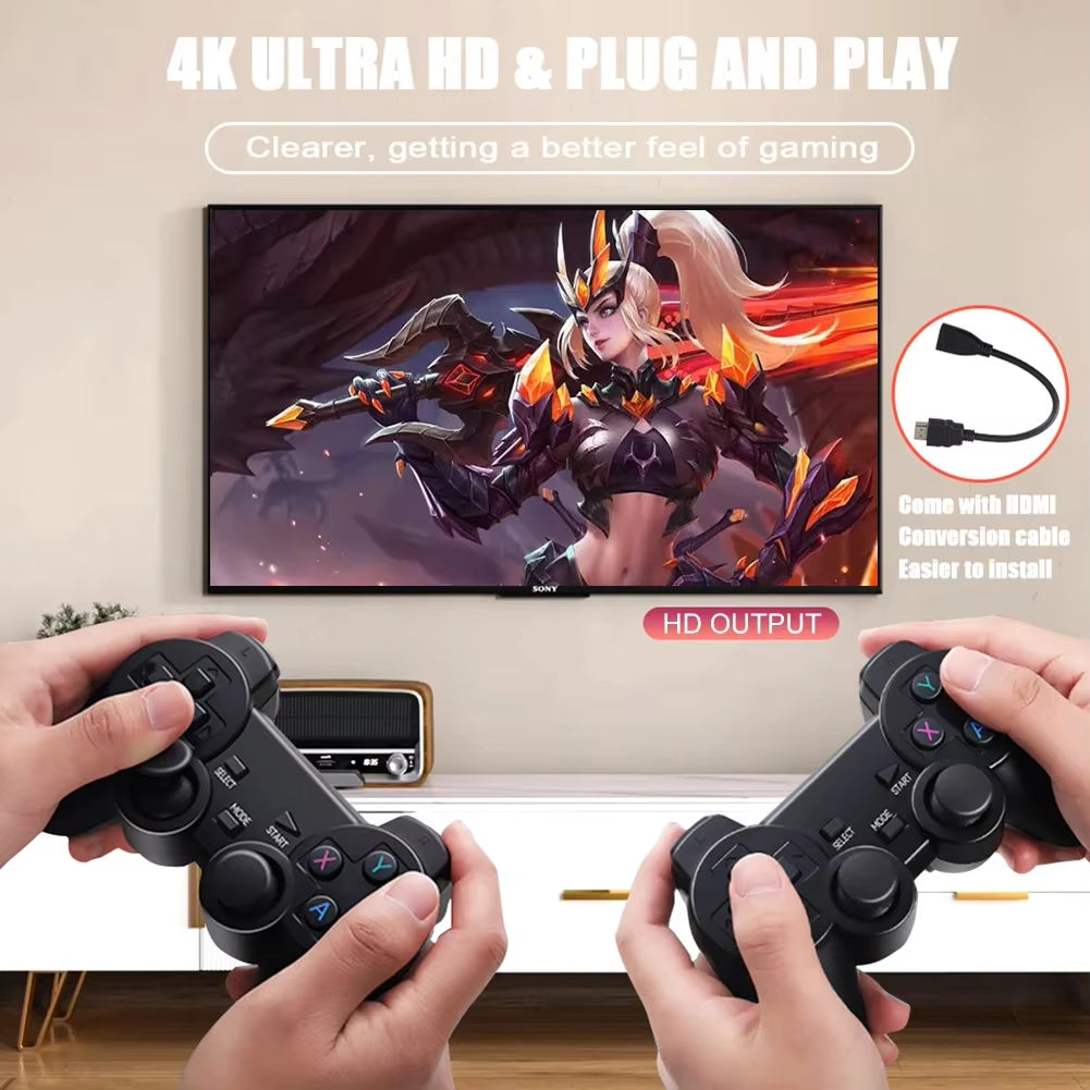 GD10 X2 plus Game Stick 4K HD Retro Video Game Console Wireless Controllers 64/128/256GB Built-In 58000 Games Support TF Card