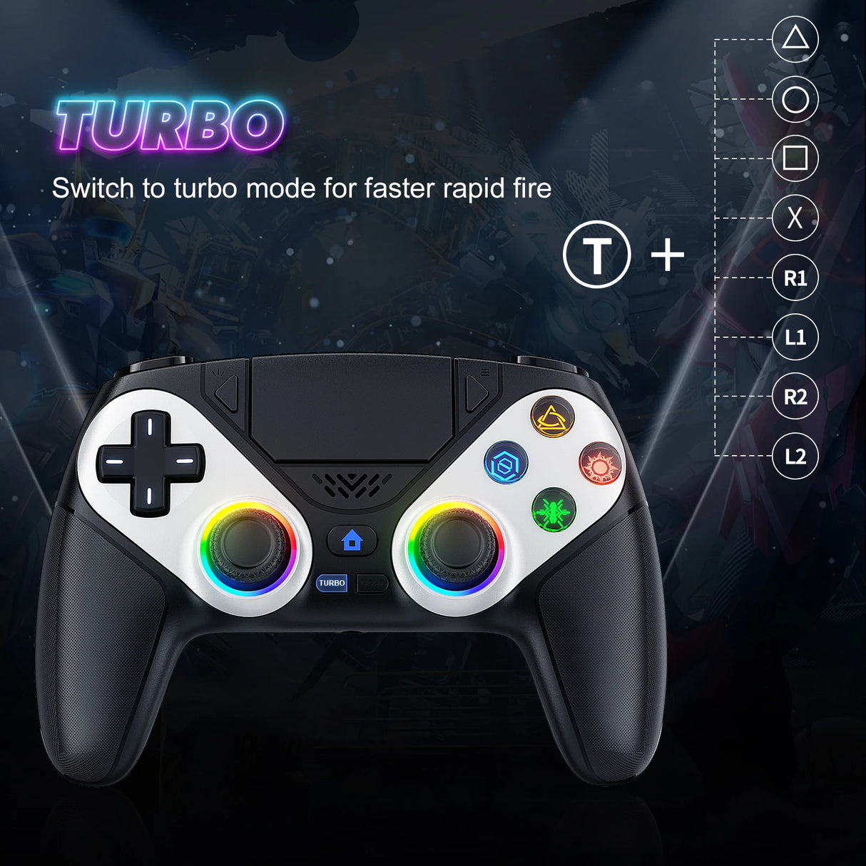 Controller Compatible for Ps5/Pc Console Gaming with with Turbo Dual Sense Vibrate Programming Function Bluetooth Gamepad