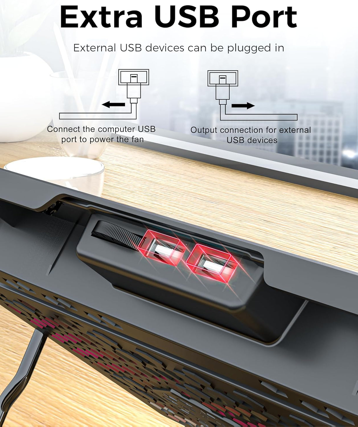 Laptop Cooling Pad for 17.3" Notebook, Red 5 Fans