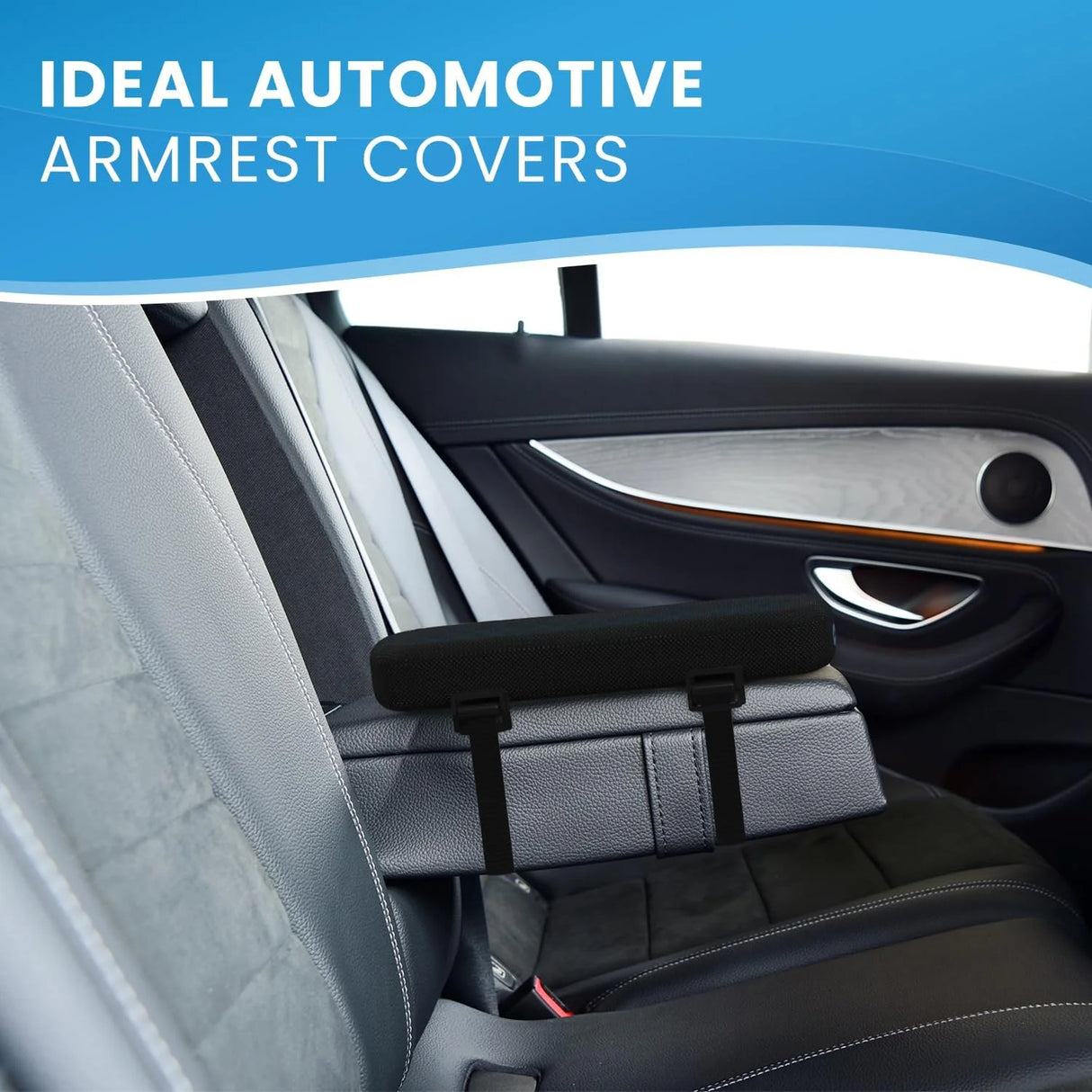 Armrest Chair Arm Covers Ergonomic Memory Foam Arm Rest Pads, Black, 2 Pack