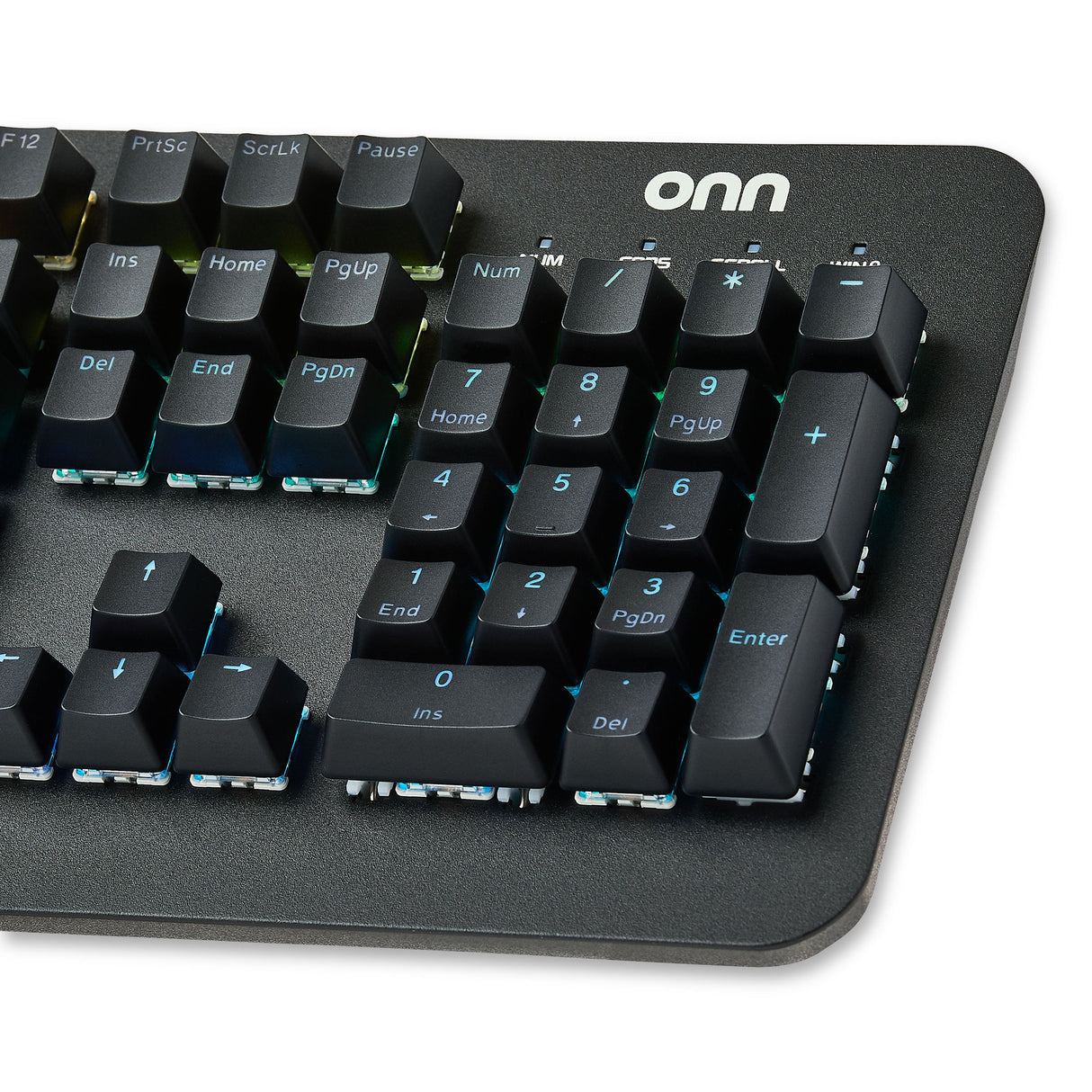 Gaming Mechanical Keyboard with Blue Switches, Adjustable 16.8M LED Lighting, 104 Keys, Black