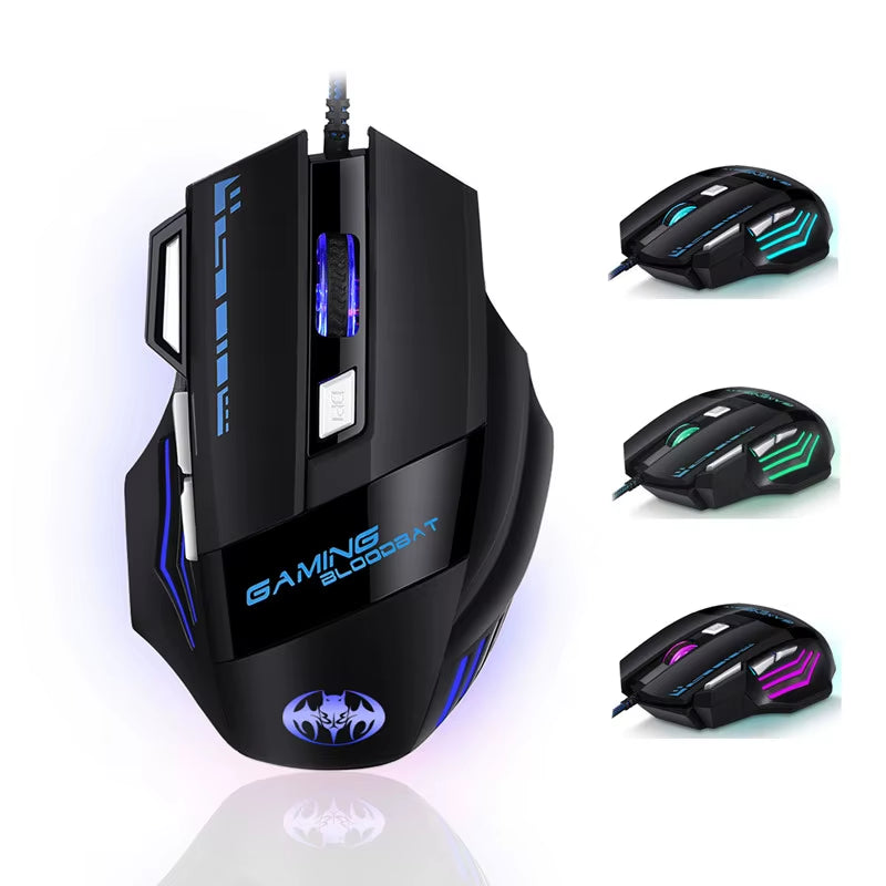 Computer Mouse Gamer Wired Gaming Mouse RGB Backlight Silent 7200 DPI Ergonomic Mice with LED Backlight 7 Buttons for PC Laptop