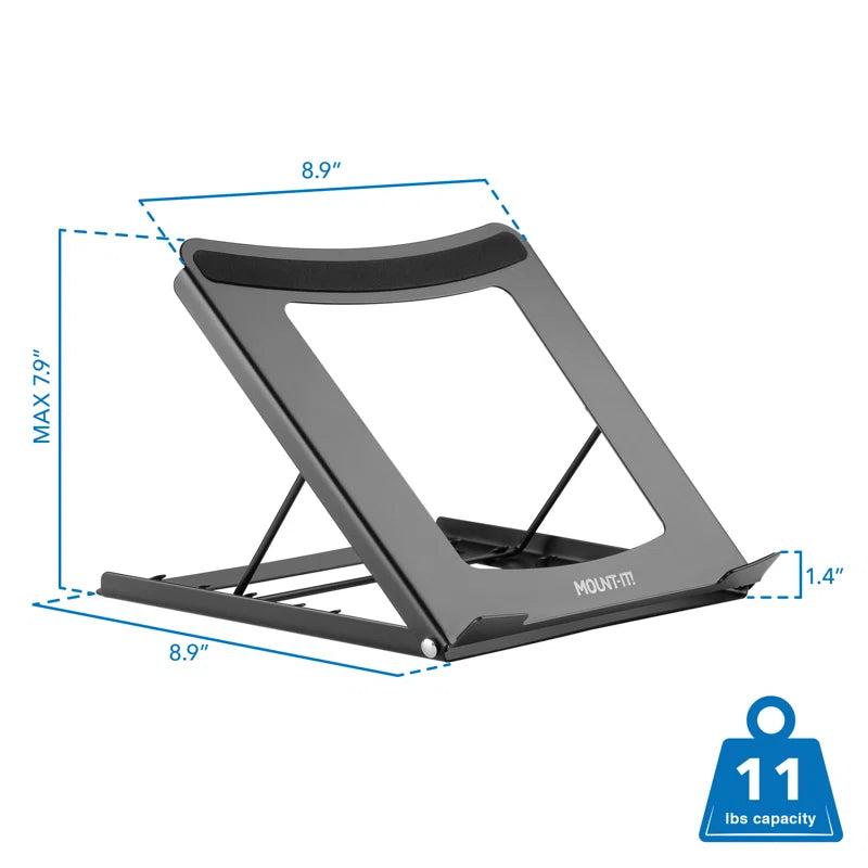 ! Height Adjustable Mesh Laptop Stand for Desk | Black Solid Steel Laptop Riser