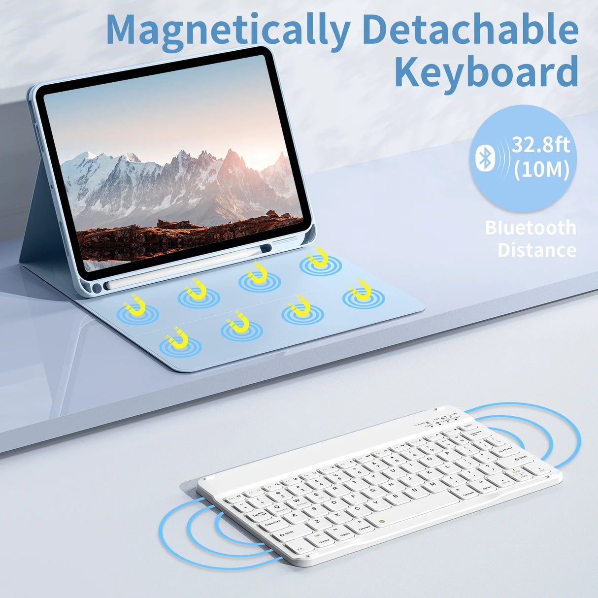 Ipad (A16) 11Th Generation 11 Inch 2025 Keyboard Case,Case for Ipad 10Th Generation 10.9 Inch 2022 Bluetooth Detachable -With Pencil Holder - Flip Stand Case - Keyboard Case, Light Blue