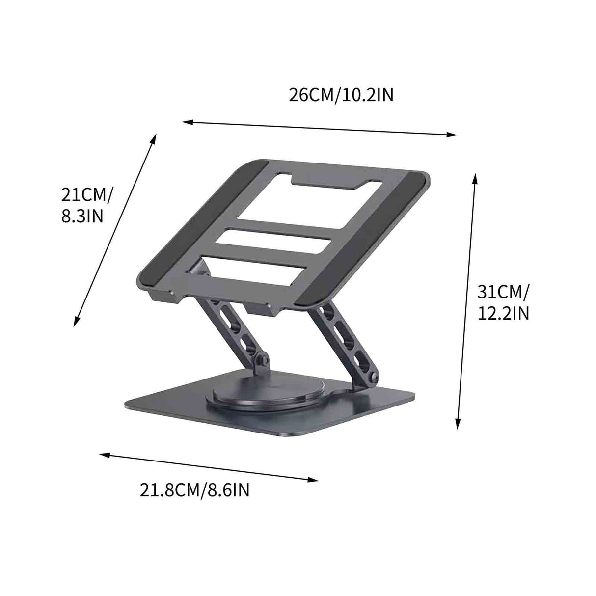 Clearance! Laptop Stand for Desk with 360° Rotating Base, Multi-Angle Adjustable Laptop Stands, Foldable Laptop Riser Compatible with 10 to 15.6 Inches PC Computer, White