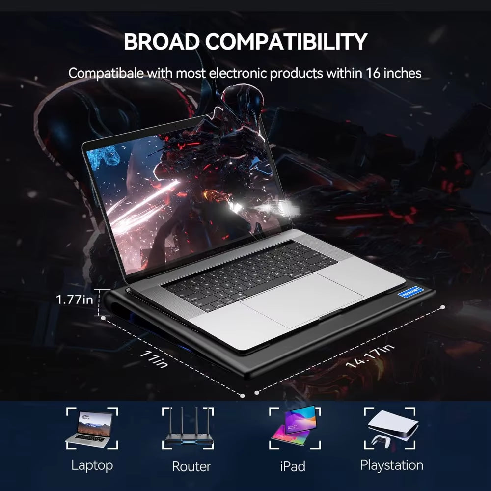 12 "-15.6" Laptop Cooler, Gaming Laptop Cooling Rack, Adjustable Wind Speed, 2 Usb-Powered Laptop Fan Cooling Pads