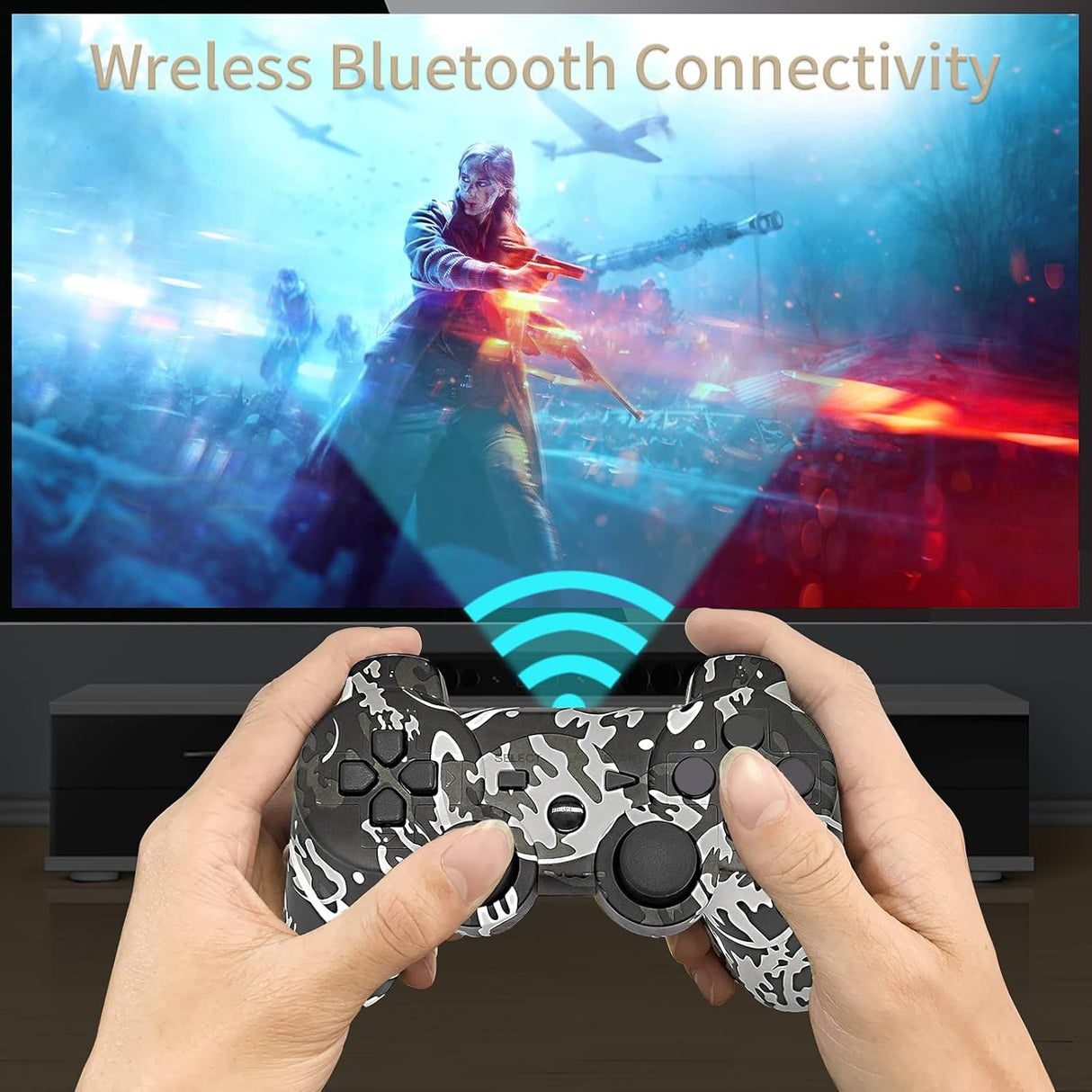 Controller Wireless 2 Pack, Wireless Controller Compatible for Play3 Gamepad Remote Controller with Joy Sticks