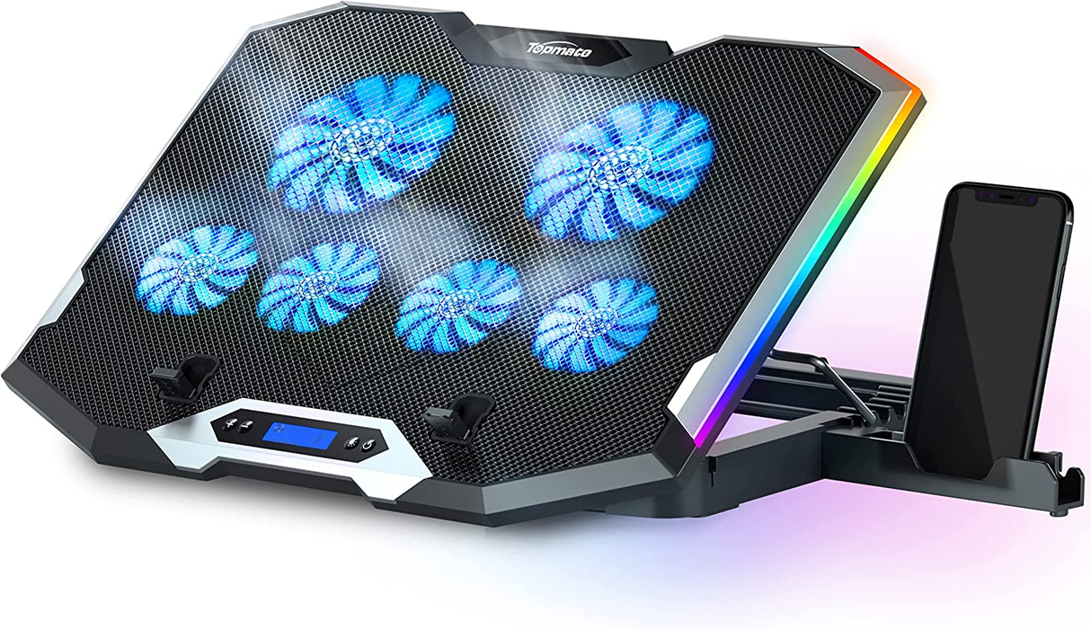 Topmate C11 Laptop Cooling Pad RGB Gaming Notebook Cooler, Laptop Fan Stand Adju