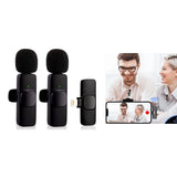 Auto Connection Mini Clip on Lapel Lavalier Tiny Rechargeable Wireless Microphone, Black