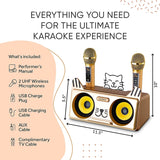 Portable Kitty Cat Karaoke Machine for Kids, Children, & Toddlers W/Bluetooth Speakers, 2 Wireless Microphones, PA System & Karaoke Song Mode! Best Birthday Gift for Boys & Girls - Spinto G3