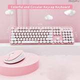 Ergonomic 104 Keys Full Size round Retro Keycaps Wireless Keyboard and Mouse Set 2.4G Wireless Keyboard Mouse Combo for Desktop