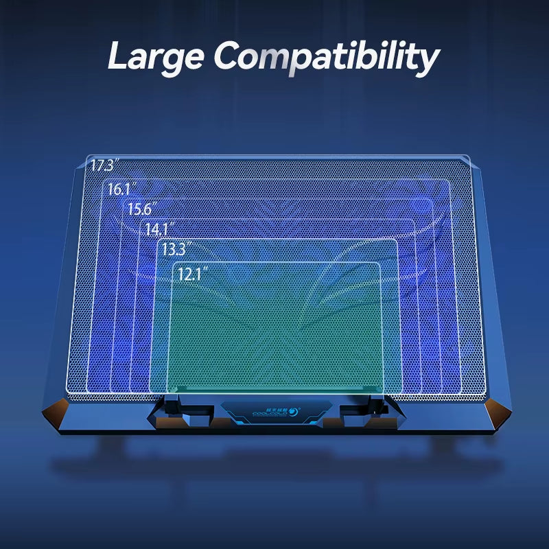 Laptop Cooling Pad with 12 Quiet Fans,12-17.3 Inch Gaming Laptop Cooler Stand with Two USB Ports & Phone Holder