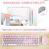 Ergonomic 104 Keys Full Size round Retro Keycaps Wireless Keyboard and Mouse Set 2.4G Wireless Keyboard Mouse Combo for Desktop