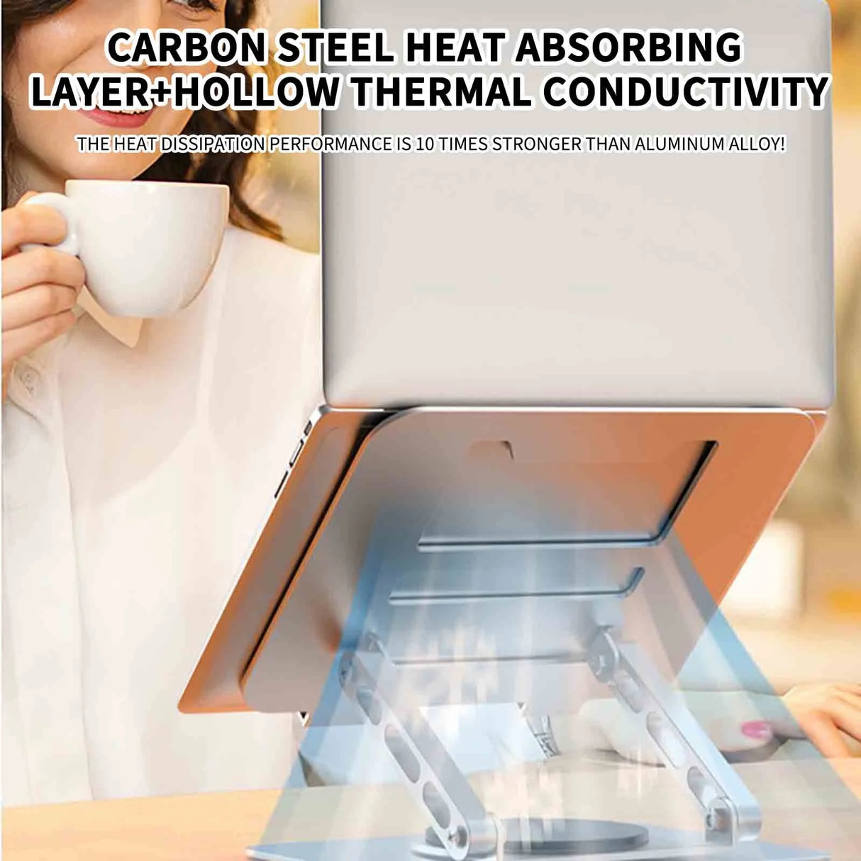 Clearance! Laptop Stand for Desk with 360° Rotating Base, Multi-Angle Adjustable Laptop Stands, Foldable Laptop Riser Compatible with 10 to 15.6 Inches PC Computer, White