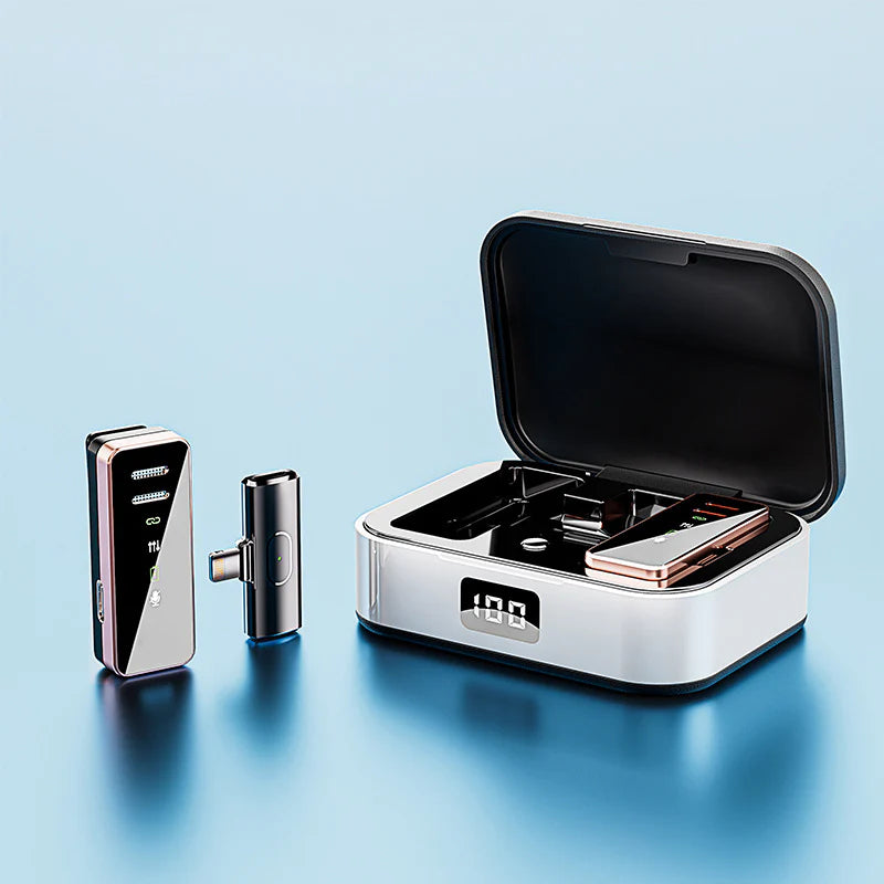 Compact Dual Mic Wireless Lavalier Clip Mic for Outdoor Vlogging and Streaming Mini Mic