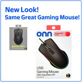 Wired USB Gaming Mouse with Adjustable DPI, Backlit, 7 Buttons Black