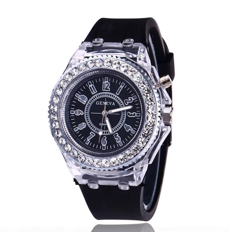 UTHAI L34 New Women'S Watch Glow Rhinestone LED Harajuku Korean Fashion Trend Male and Female Student Couple Quartz Wristwatches