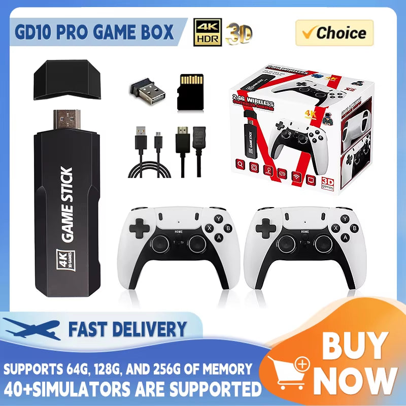 New GD10 PRO Video Game Console 4K HD 2.4G Video Game Player Handheld Video Game Wireless Controller TV Game Stick 20000+Games