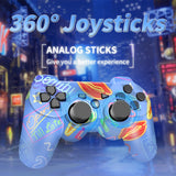 Controller, Wireless Controller, Game Controller Compatible for Play3 Remote with Charger and Thumb Gripss