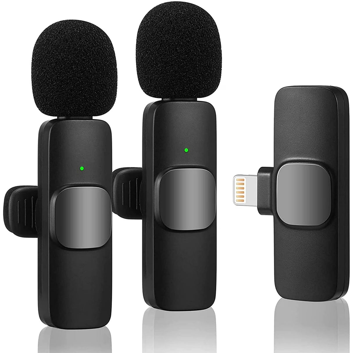 Auto Connection Mini Clip on Lapel Lavalier Tiny Rechargeable Wireless Microphone, Black