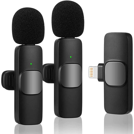 Auto Connection Mini Clip on Lapel Lavalier Tiny Rechargeable Wireless Microphone, Black